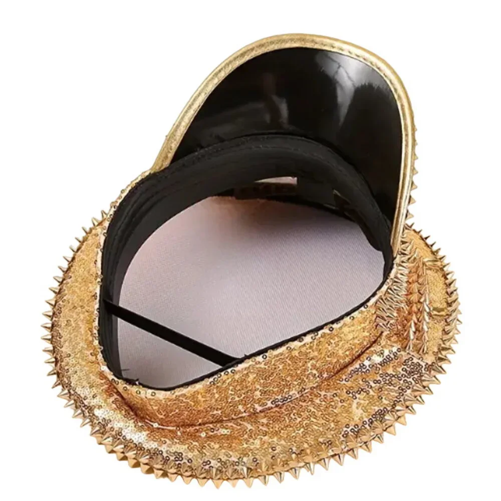 Gold Punk Style Rock N Roller Spike Hat For Night Club or Costume